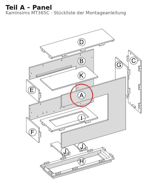 Panel A zu Kaminsims MT365C weiss