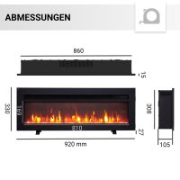 BALDERIA Agnes 36 electric fireplace - freestanding, wall-mounted, or built-in fireplace - black