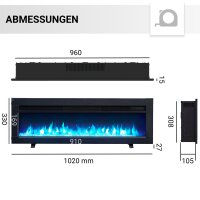 Elektrokamin Einbaukamin BALDERIA Agnes 40 – Heizung bis 1800 W, schwarz