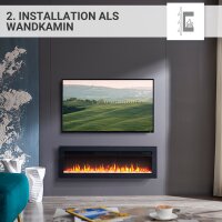 Elektrokamin BALDERIA Agnes 40 - Stand-, Wand- oder Einbaukamin - Schwarz