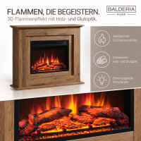 BALDERIA Finn Elektro-Standkamin dunkle Eiche – Infografik: Flammeneffekt mit Holzscheiten