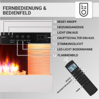 Elektrokamin BALDERIA Elis - Wandkamin, Heizung 2000 W - Weiß
