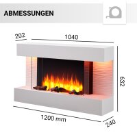 Elektrokamin BALDERIA Elis - Wandkamin, Heizung 2000 W - Weiß