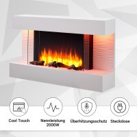 Elektrokamin BALDERIA Elis - Wandkamin, Heizung 2000 W - Weiß