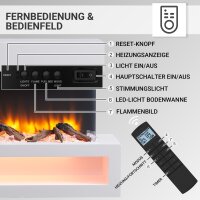 Elektro-Wandkamin BALDERIA Nikos – Heizung bis 2000 W, 3D-Flammeneffekt, weiss