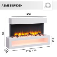 Elektro-Wandkamin BALDERIA Nikos – Heizung bis 2000 W, 3D-Flammeneffekt, weiss