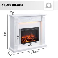 Elektrokamin Standkamin BALDERIA Hikaru – Heizung bis 2000 W, weiss