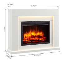 ElektrokaminBALDERIA Elektra –3D-Flammeneffekt, LED-Beleuchtung, Heizleistung 1–2 kW, Fernbedienung - Weiß