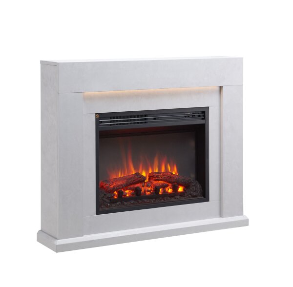 Elektrokamin BALDERIA Apollon - Standkamin mit Heizung - Betonoptik