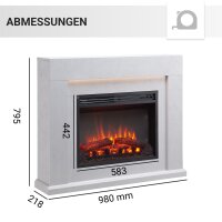 BALDERIA Apollon Freestanding Electric Fireplace – Heating Capacity up to 2000 W, Concrete Look