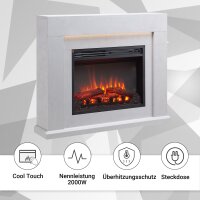 Elektrokamin BALDERIA Apollon - Standkamin mit Heizung - Betonoptik