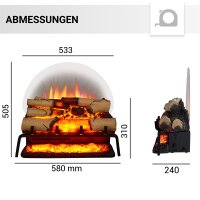 Elektrische Feuerstelle BALDERIA Lily - Kamineinsatz, 1500W - Schwarz