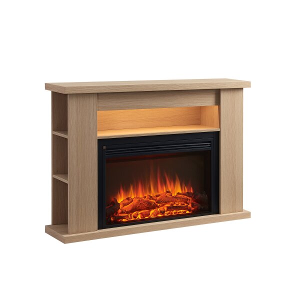 BALDERIA Elektrokamin Ruby – Moderner Standkamin mit 3D-Flammeneffekt, LED-Ambientebeleuchtung, 2000W Heizfunktion, Fernbedienung, Überhitzungsschutz