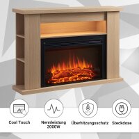 BALDERIA Elektrokamin Ruby – Moderner Standkamin mit 3D-Flammeneffekt, LED-Ambientebeleuchtung, 2000W Heizfunktion, Fernbedienung, Überhitzungsschutz