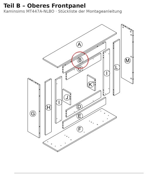 Oberes Frontpanel B zu Kaminsims MT447A-NLBO