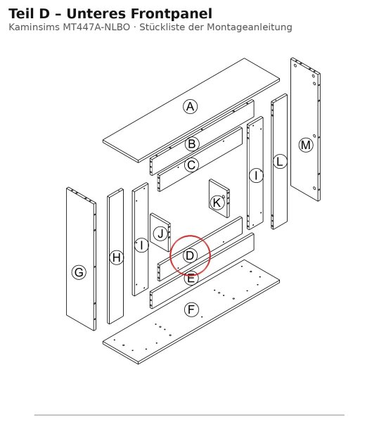 Unteres Frontpanel D zu Kaminsims MT447A-NLBO