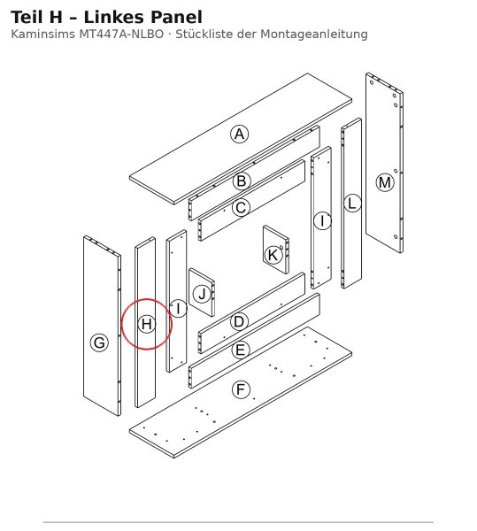 Linkes Panel H zu Kaminsims MT447A-NLBO