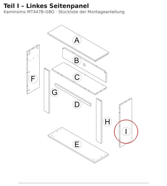 Linkes Seitenpanel I zu Kaminsims MT447B-GBO