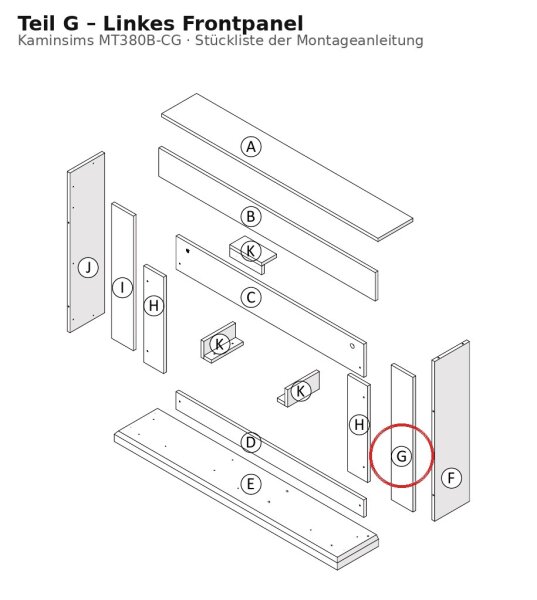 Linkes Frontpanel G zu Kaminsims MT380B-CG