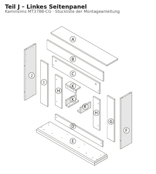 Linkes Seitenpanel J zu Kaminsims MT378B-CG