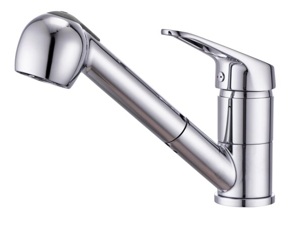 WELLBAD AURORA Kitchen faucet with pull-out hand shower, chrome