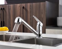 WELLBAD AURORA Kitchen faucet with pull-out hand shower, chrome