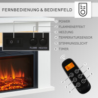 Elektrokamin BALDERIA Ruby - Standkamin mit Heizung 2000 W - Weiß