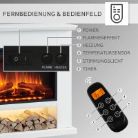 Elektrokamin BALDERIA Archie - Standkamin mit Heizung - Weiß