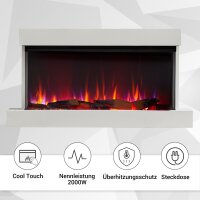 Elektrokamin BALDERIA Achilles (L) - Wandkamin mit Heizung - Weiß