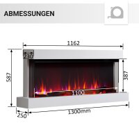 Elektrokamin BALDERIA Achilles (L) - Wandkamin mit Heizung - Weiß