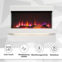 Elektrokamin BALDERIA Achilles L Base - Standkamin, 3D-Flammeneffekt, 2000 W - Weiß