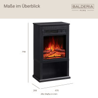 BALDERIA Ember chimenea eléctrica de pie con calefacción 2000 W, llama 3D, negro