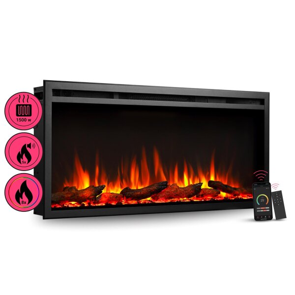 BALDERIA Atalanta (5 Größen) | Elektro Einbaukamin mit Wifi / App