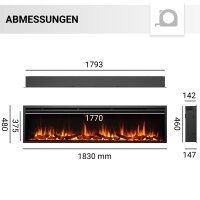 Elektrokamin Einbaukamin BALDERIA Atalanta – 3D-Flammeneffekt, 5 Größen