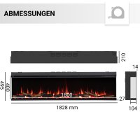 BALDERIA Athena Elektro-Einbaukamin – Maßzeichnung Größe 72