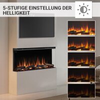 BALDERIA Athena Elektro-Einbaukamin – Infografik: Flammenhelligkeit in 5 Stufen