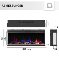 BALDERIA Athena Elektro-Einbaukamin – Maßzeichnung Größe 44