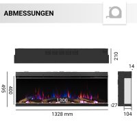 BALDERIA Athena Elektro-Einbaukamin – Maßzeichnung Größe 52