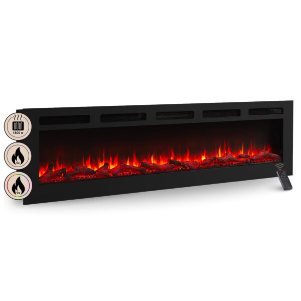 BALDERIA Leif in 2 Größen - 2in1 Wand- und Einbaukamin, 2000 W