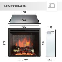 BALDERIA Calida Elektro-Einbaukamin – Maßzeichnung Größe 26