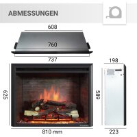 BALDERIA Calida Elektro-Einbaukamin – Maßzeichnung Größe 30