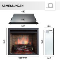 Elektrokamin BALDERIA Calida - 4 Größen, Einbaukamin, Heizung 2000W