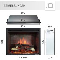 Elektrokamin BALDERIA Calida - 4 Größen, Einbaukamin, Heizung 2000W