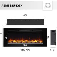 BALDERIA Fiamma Elektro-Einbaukamin – Maßzeichnung Größe 48