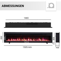 BALDERIA Agnes Elektro-Wand- & Einbaukamin – Maßzeichnung