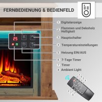 Elektrokamin BALDERIA Liora - Standkamin, Ablagefach, Heizung - Dunkle Eiche