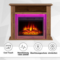 Elektrokamin BALDERIA Liora - Standkamin, Ablagefach, Heizung - Dunkle Eiche