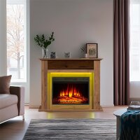 Elektrokamin BALDERIA Liora - Standkamin, Ablagefach, Heizung - Dunkle Eiche