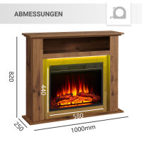 Elektrokamin BALDERIA Liora - Standkamin, Ablagefach, Heizung - Dunkle Eiche