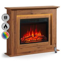 Elektrokamin Standkamin BALDERIA Finn – Heizung bis 2000 W, dunkle Eiche